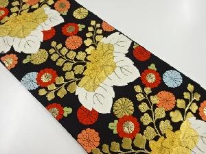 アンティーク　桐・菊模様織り出し袋帯（材料）